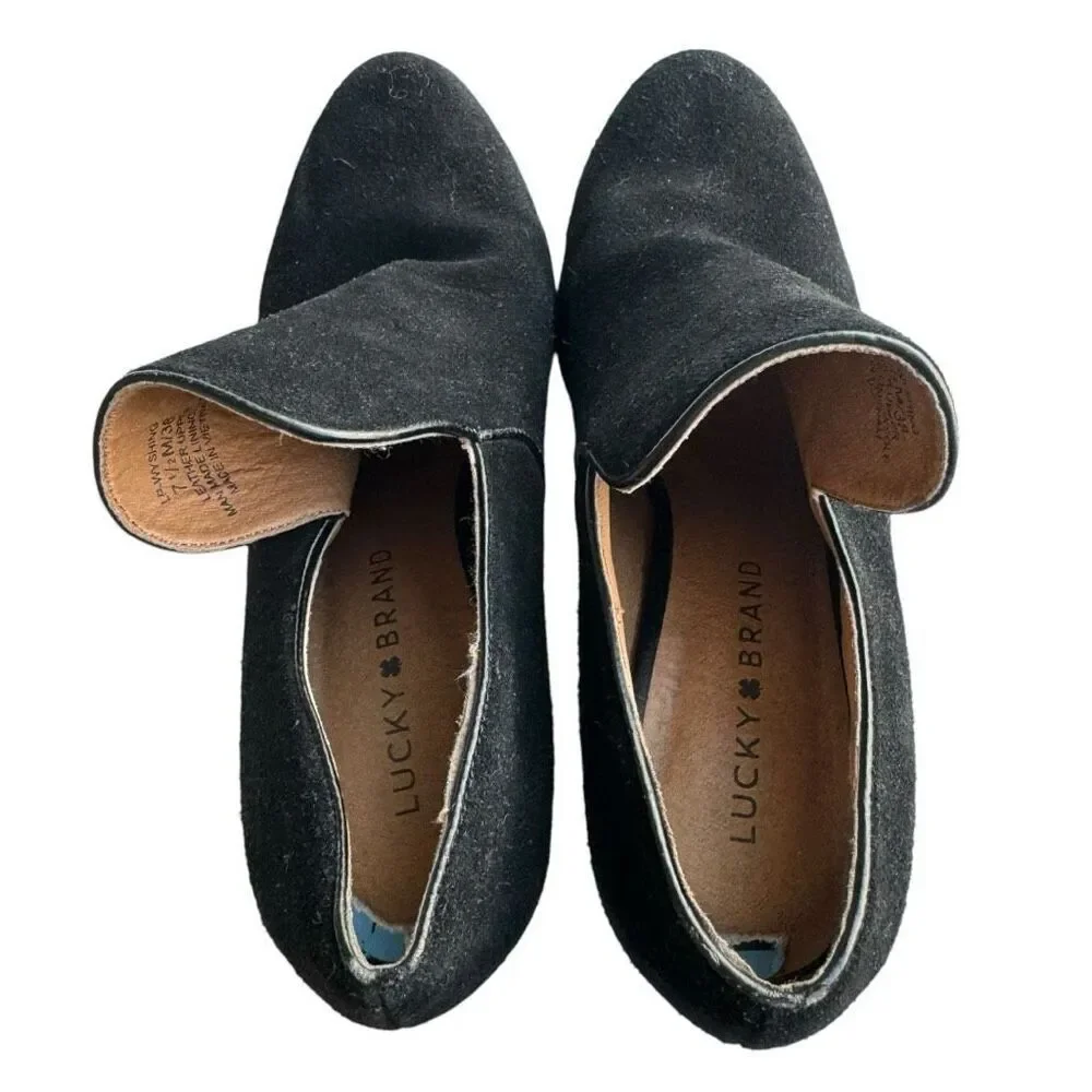 Lucky Brand Wyshing Black Suede Heels Size 7.5
